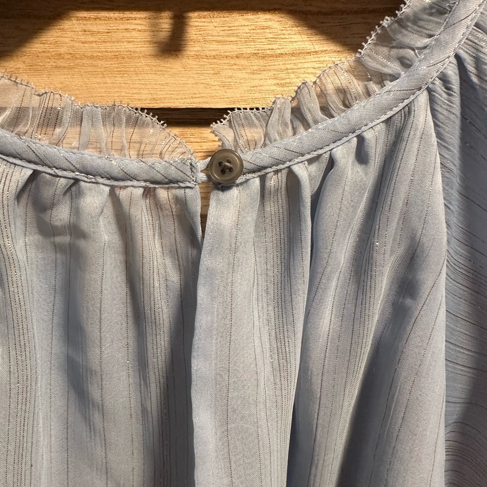 LOFT Light Blue Ruffle Top - Picture 5 of 6